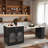 Expandable Kitchen Island With Dining Table, Power Outlet, 2 Drawers, Open Shelves And Movable Wheels-2098093853