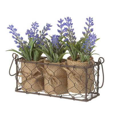 16 cm H Artificial Lavender in Basket