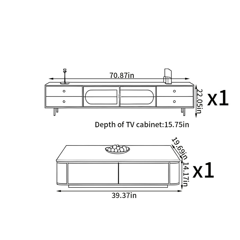 Meuble télé et table basse de luxe léger