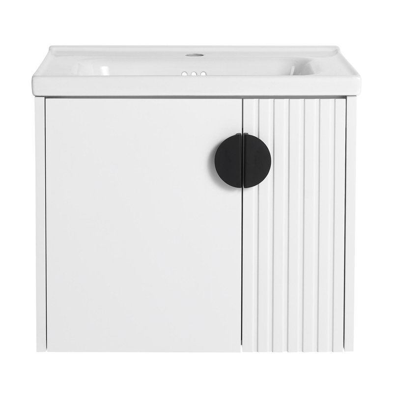 Bathroom Vanity Set with Cabinets, White, 24"