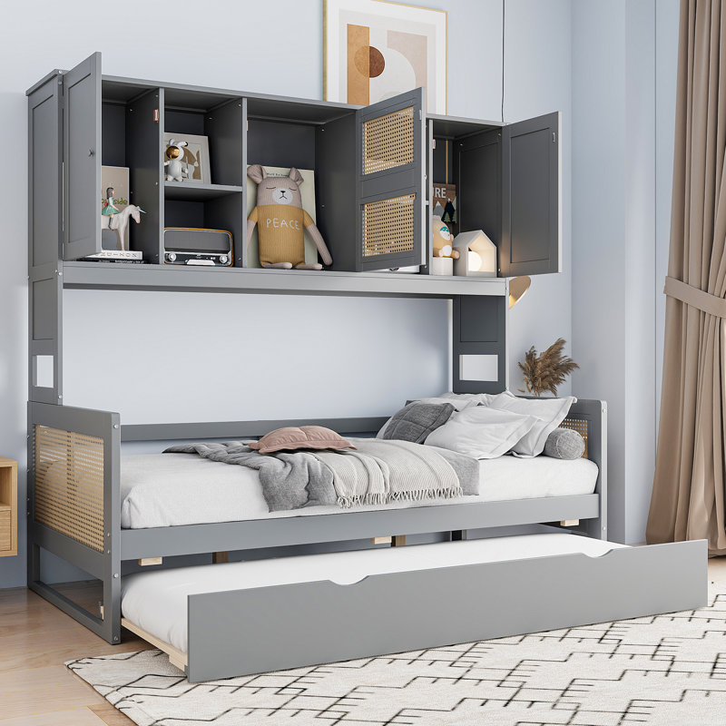 Lit de jour en bois avec couchette, Lit simple