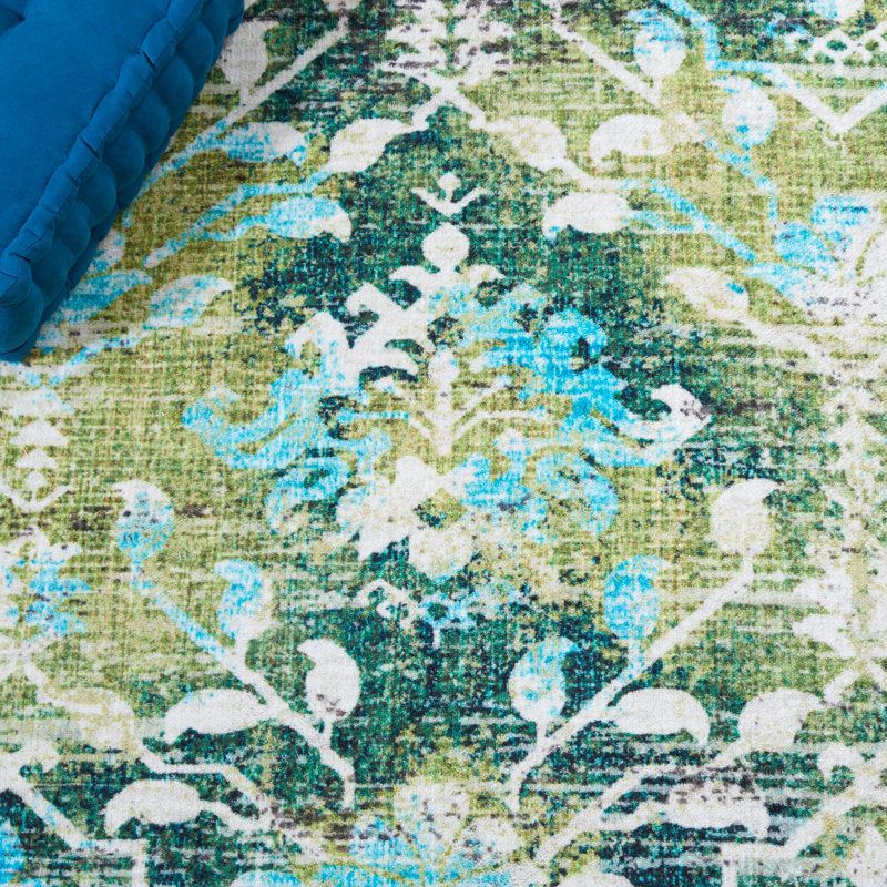 Tapis floral lavable à la machine Gurgen Riviera Performance, Tapis de couloir 2 pi 2 po x 9 pi