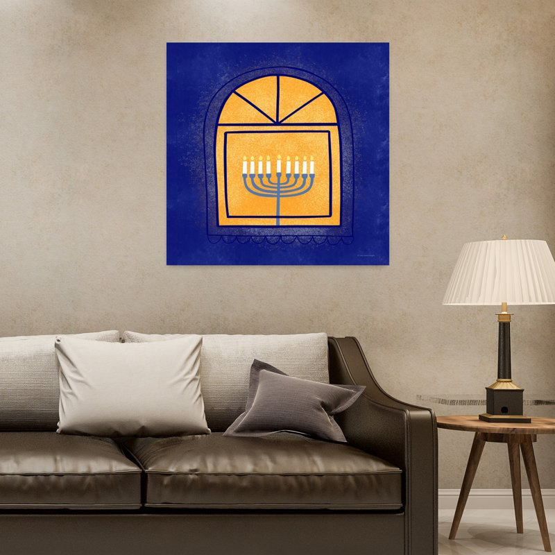 Fenêtre, menorah, art contemporain abstrait, H 32 po x l 32 po