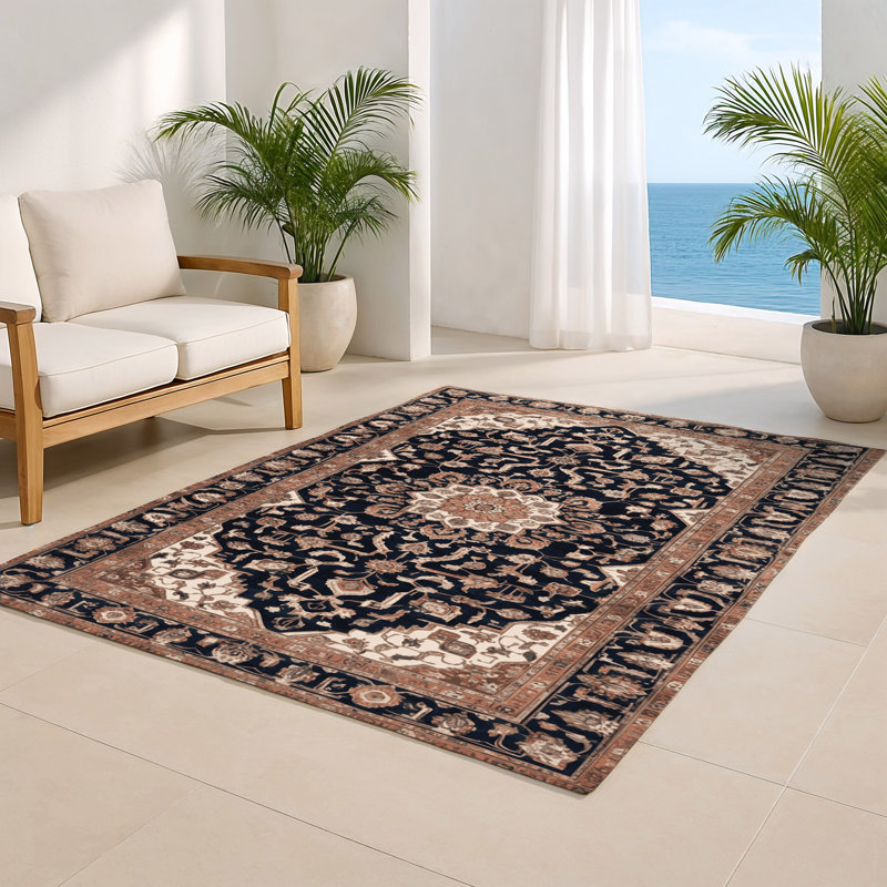 Persian Brown Indoor and Outdoor Area Rug, Rectangle 4' x 6'
