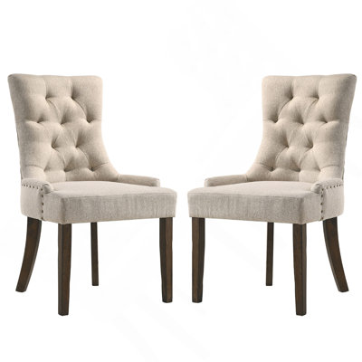 Set Of 2 Fabric Upholstered Dining Chairs