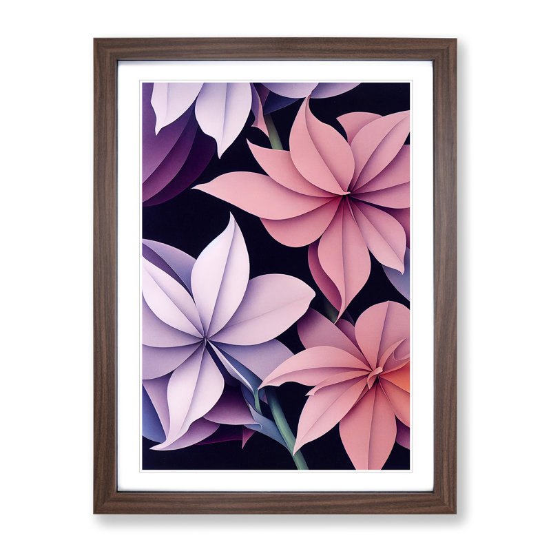 XV1022-4186X Stimulating Flowers - Single Picture Frame Print, Walnut, 64cm H x 46cm W x 2cm D