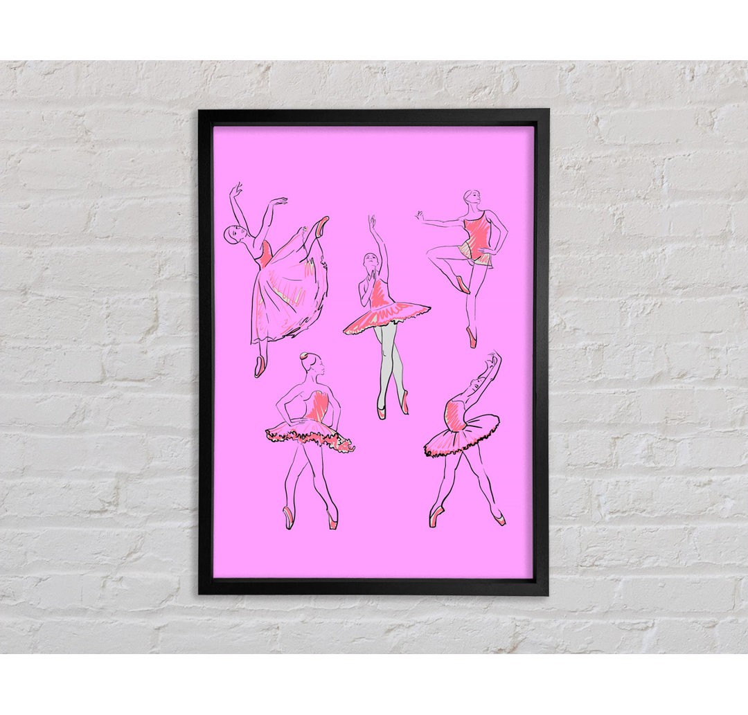 Pink White Ballerina 2 - Einzelner Bilderrahmen Kunstdrucke auf Leinwand