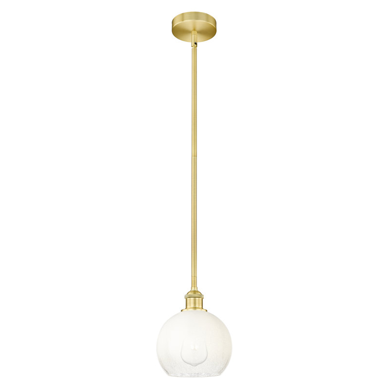 Edison - Brookhaven Globe - Mini-luminaire suspendu avec tige 8 po 1 lumière, Opal, Or satiné