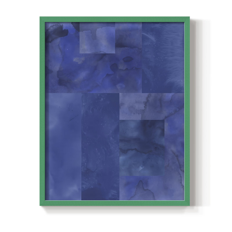 «Blue Puzzle I», reproduction encadrée - bois massif, H 21 po x l 17 po, Cadre vert