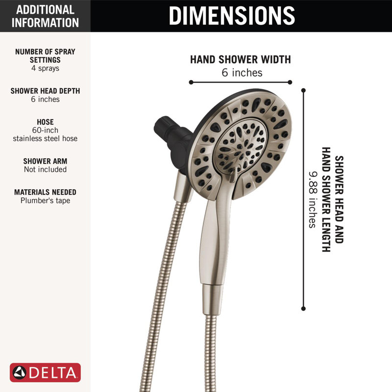 In2ition 4-Setting Two-in-One Shower, Satin Nickel, 2.5 GPM