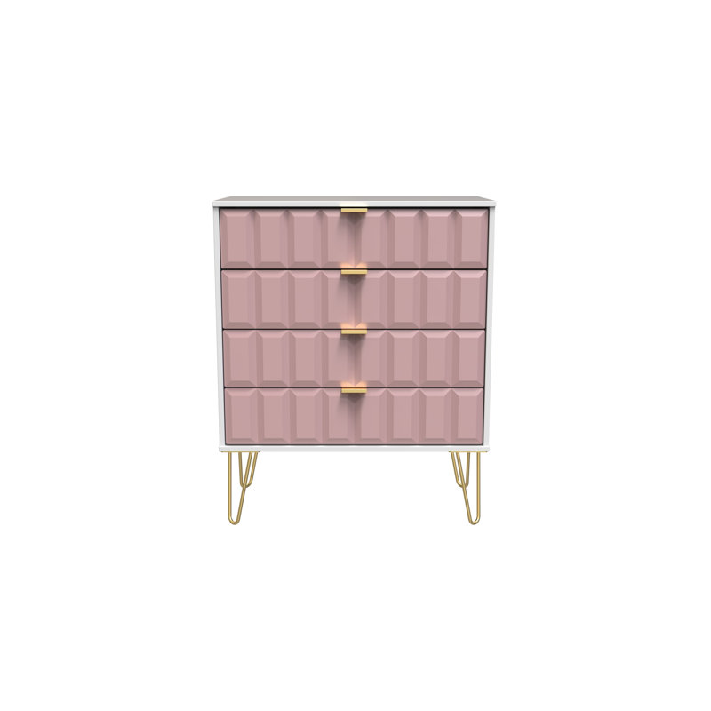 Allem 77cm W 4 - Drawer Chest of Drawers, Kobe Pink/White