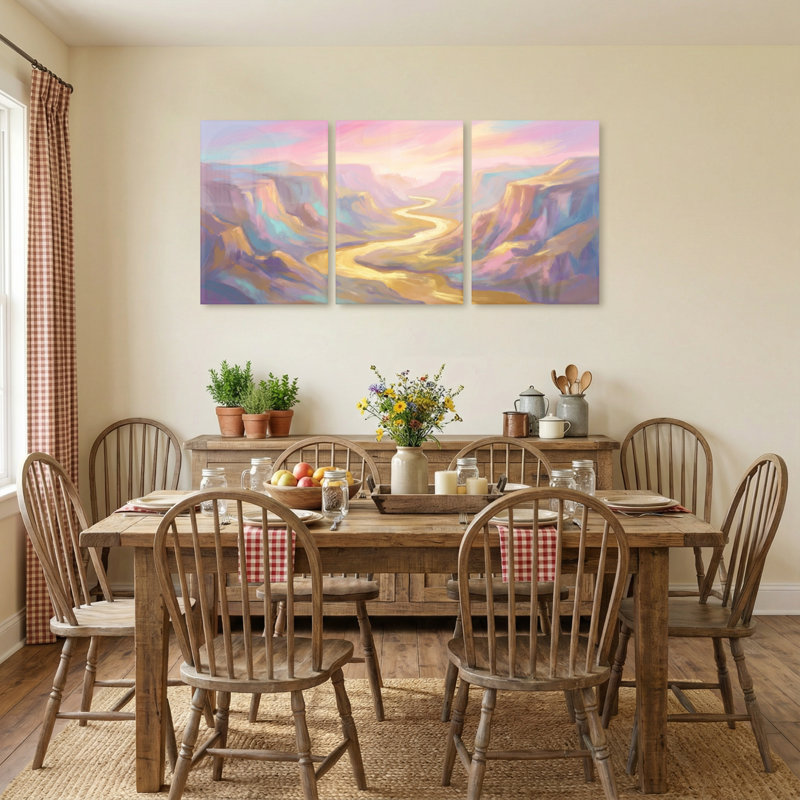 «Abstract Pastel Canyon River», ensemble de 3 reproductions d'art sur toile, 18” H x 36” W
