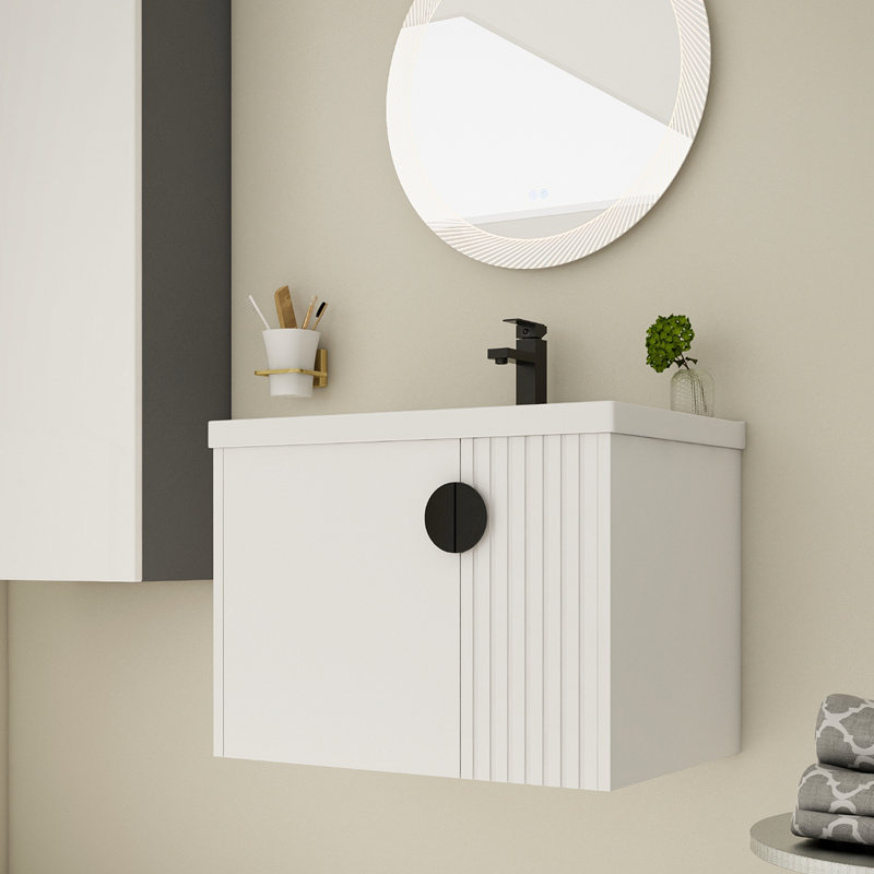 Meuble-lavabo 28 po avec lavabo en céramique pour petite salle de bain 28 po, Blanc