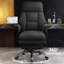 Fauteuil de direction en cuir à haut dossier avec support lombaire et roulettes XUEGW, noir-131202402