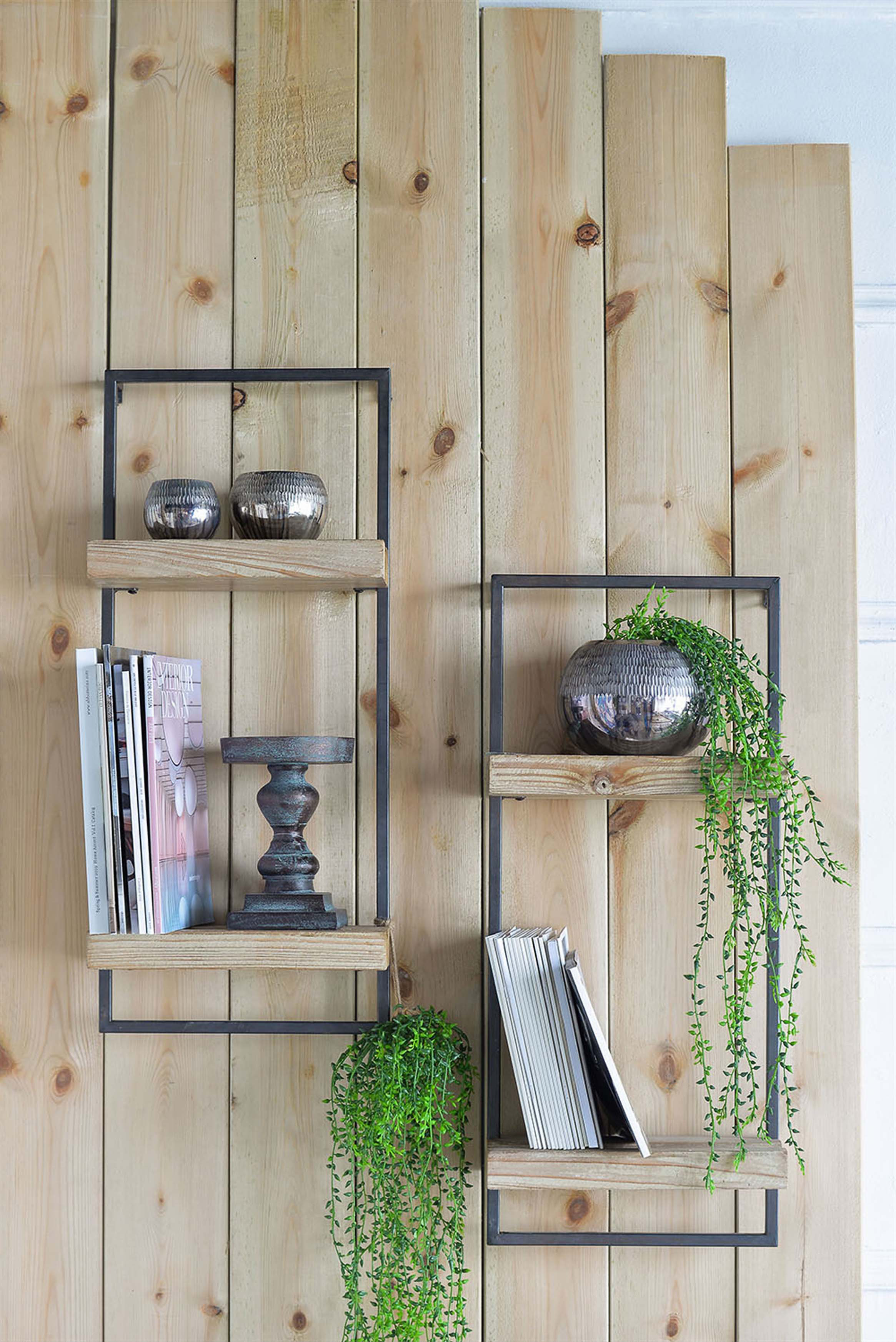 17 Stories Iron and Wood Wall Shelf with Two Shelves Wayfair