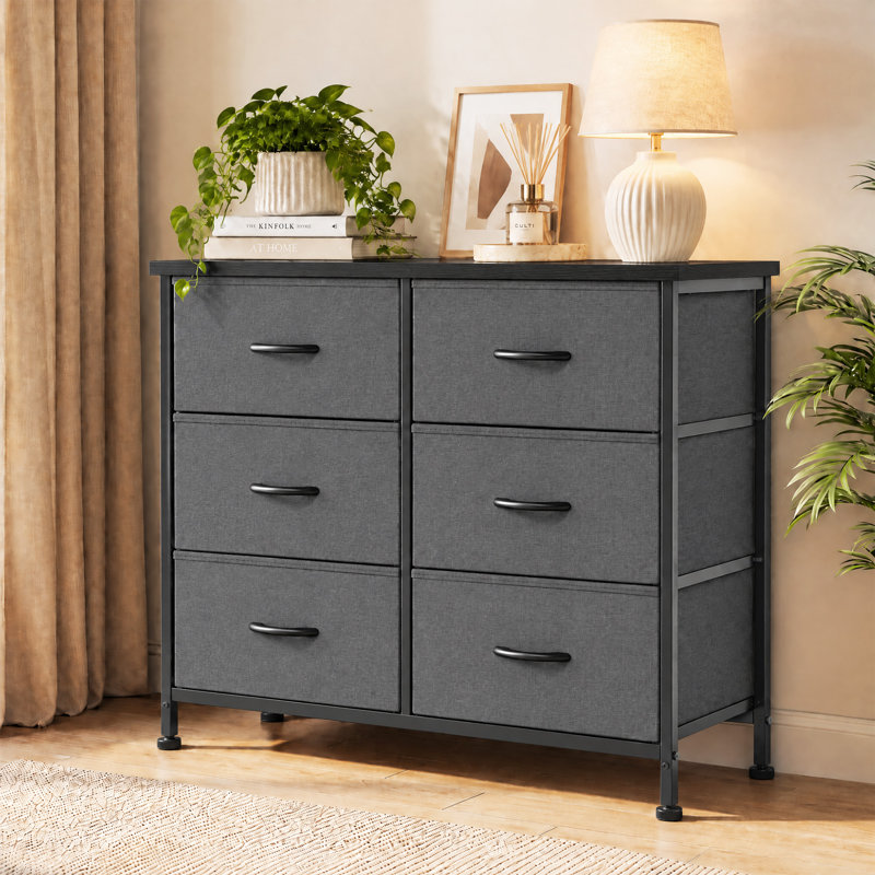 Commode à 6 tiroirs en métal, Gris