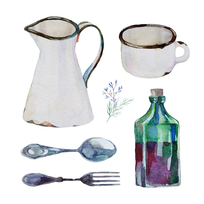 Vintage Rustic Tableware by Darumo - Wrapped Canvas Print, 122cm H x 122cm W x 3.8cm D