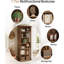 Bibliothèque ouverte gothique à 6 niveaux | Cadre en panneau de fibres à densité moyenne avec finition grain de bois foncé | Vitrine et armoire de rangement rétro pour le salon ou le bureau