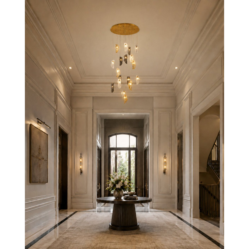Transitional 18-Light Glass Chandelier 