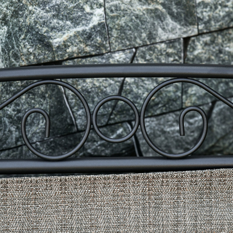 Fauteuils coulissants de jardin brun avec table pratique - 2 balançoires avec chaise berçante, sangle aérée, pour patio et café dans la cour arrière, tissu respirant, acier, finition