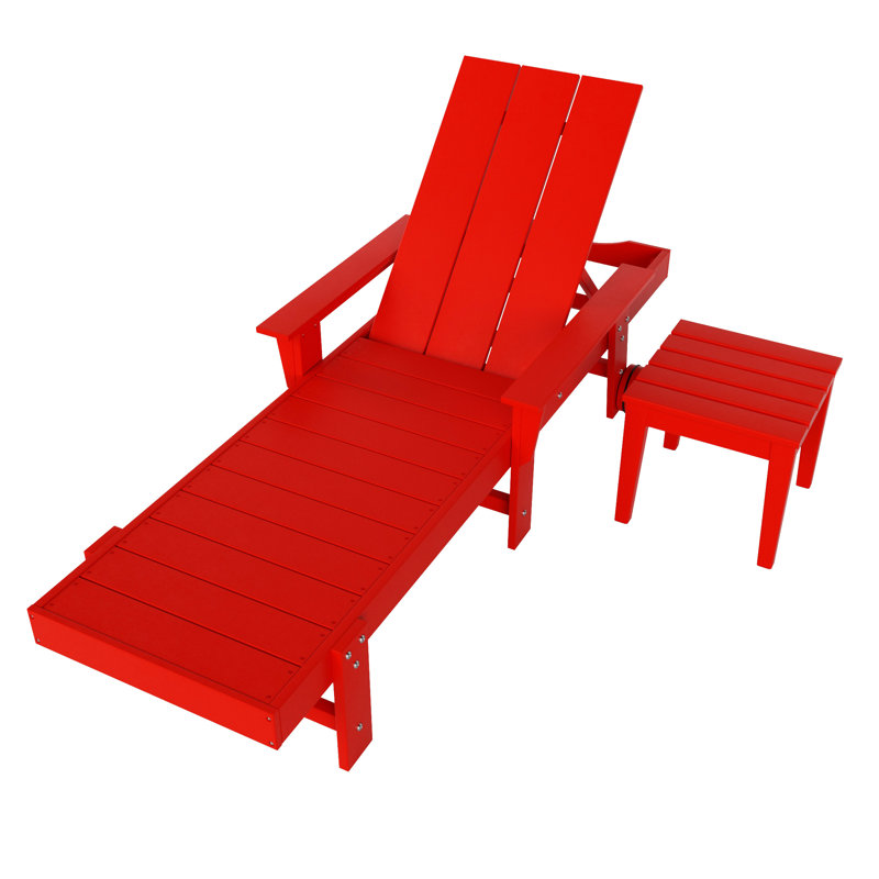 Ensemble de chaises longues inclinables 75,5 "avec table Joubert, Rouge