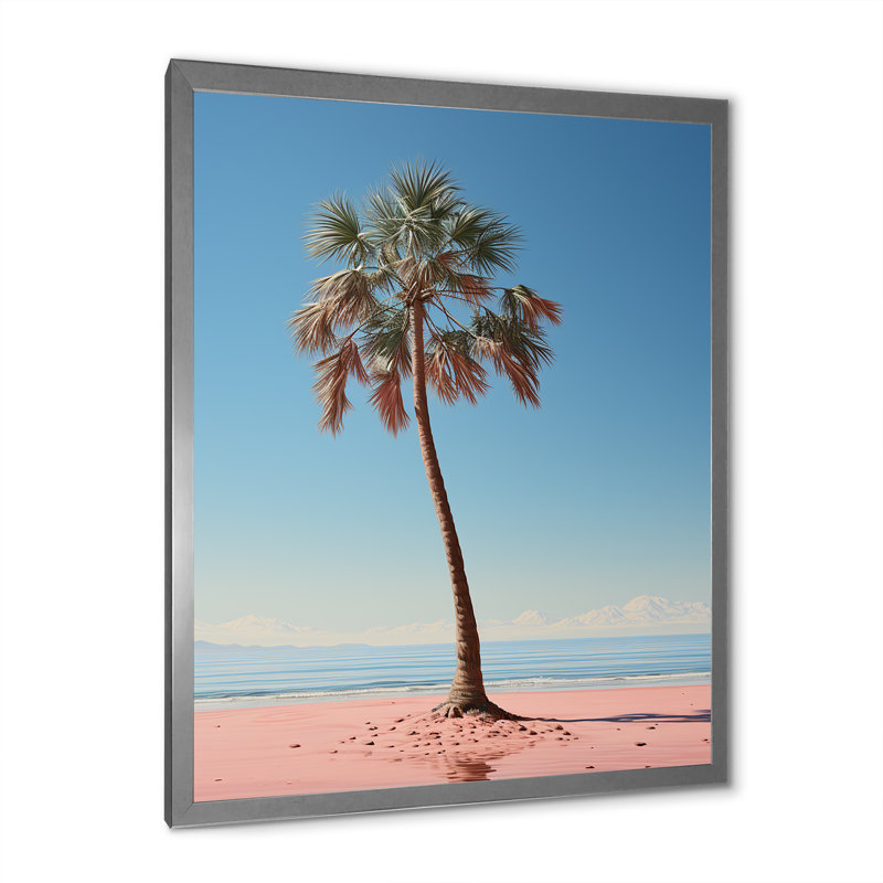 Sea Breeze, prunier rose et bleu sur toile, H 32 po x l 24 po x P 1 po, Cadre photo argenté