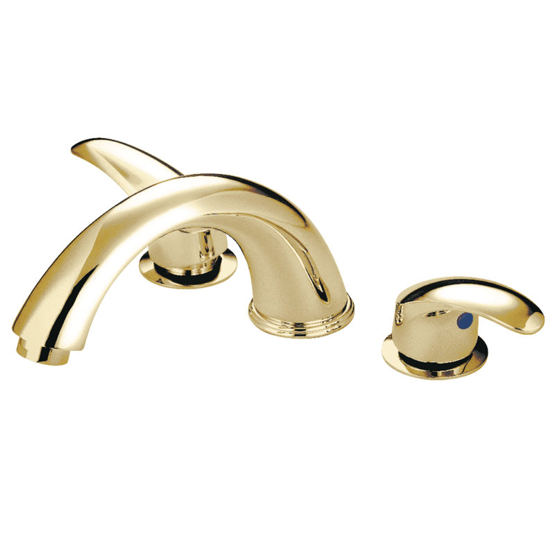 Kingston Brass Two-Handle 3-Hole Deck Mount Roman Tub Faucet, Polished Brass