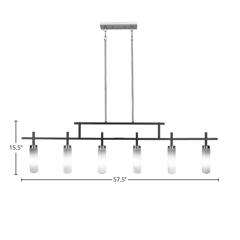 Salinda 6 Light Bar, Matte Black/Brushed Nickel, White Muslin