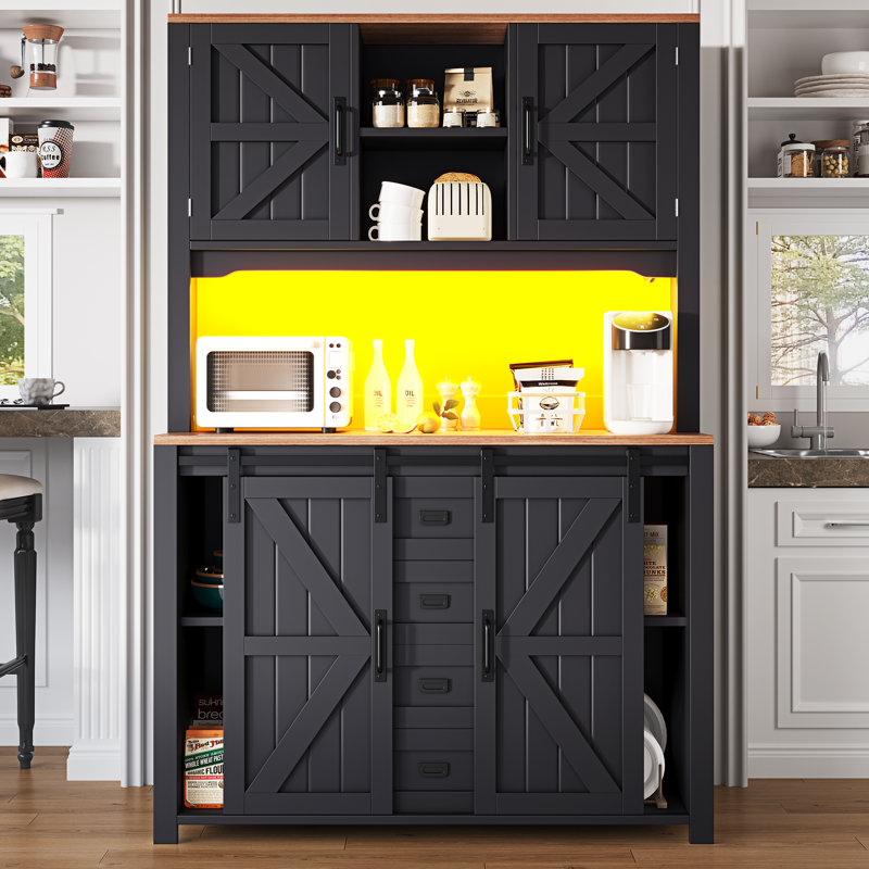 175cm Kitchen Pantry, Black