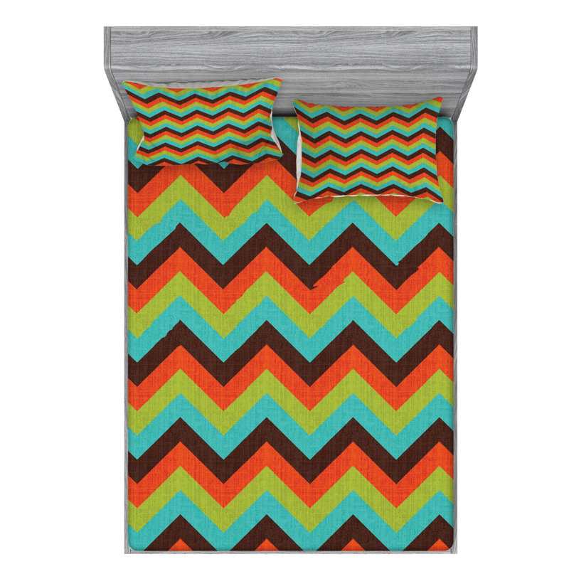 Microfiber Chevron Sheet Set, Full Sheet Set with Fitted Sheet