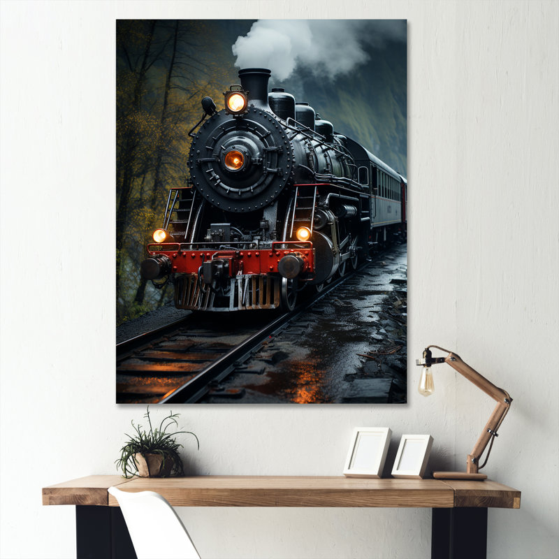 «The Massive Steam Locomotive Belches Smoke I», reproduction sur toile moderne, Toile tendue, H 44 po x l 34 po x P 1,5 po