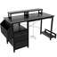 Bureau d'ordinateur 47,3 po avec tiroirs et prise de courant - Design réversible noir pour bureau