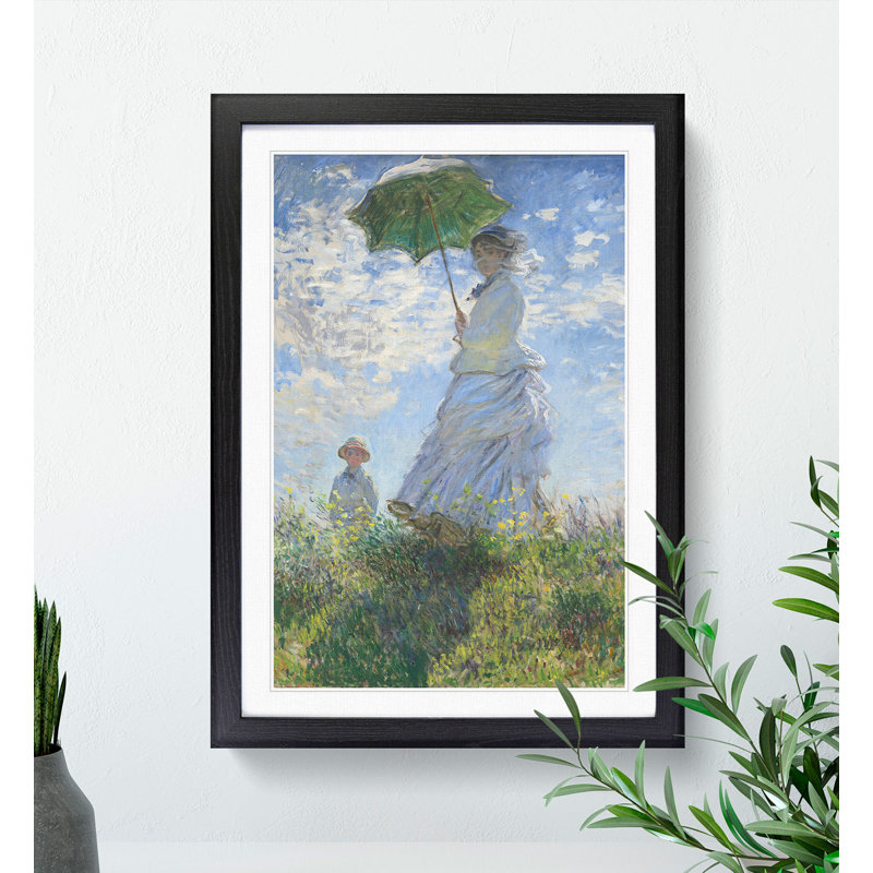 Woman with a Parasol by Claude Monet - Picture Frame Painting, Black, 90cm H x 65cm W x 2cm D