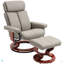 Fauteuil inclinable avec repose-pieds, fauteuil inclinable pivotant à 360 ° avec base en bois et repose-pieds assorti
