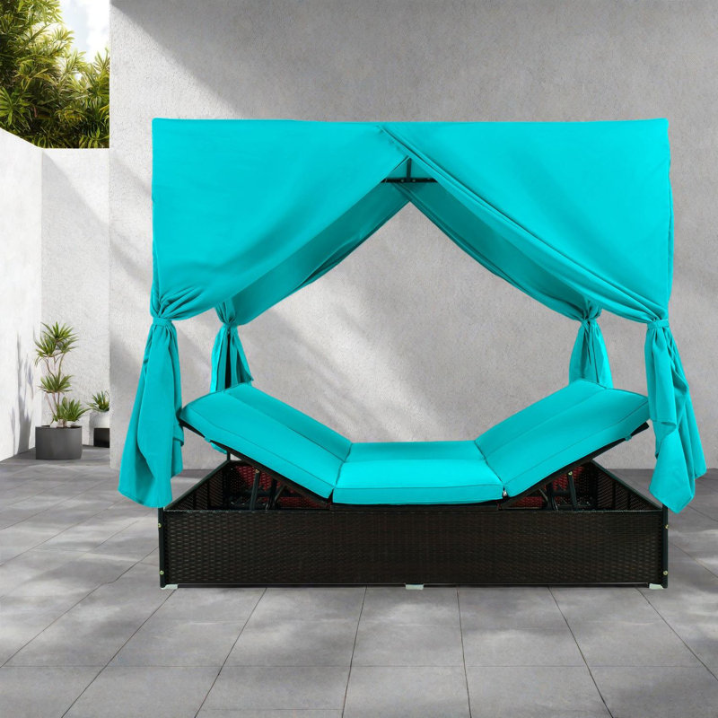 Spacieuses chaises longues de patio doubles, structure en acier et conception en Hdpe, lit de jour d'extérieur moderne pour la cour arrière, confort près de la piscine