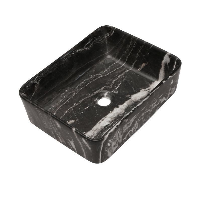 19" x 15" Bathroom Vessel Sink Marble Rectangle Vessel Sink Bathroom Marble Ceramic Vessel Sink
