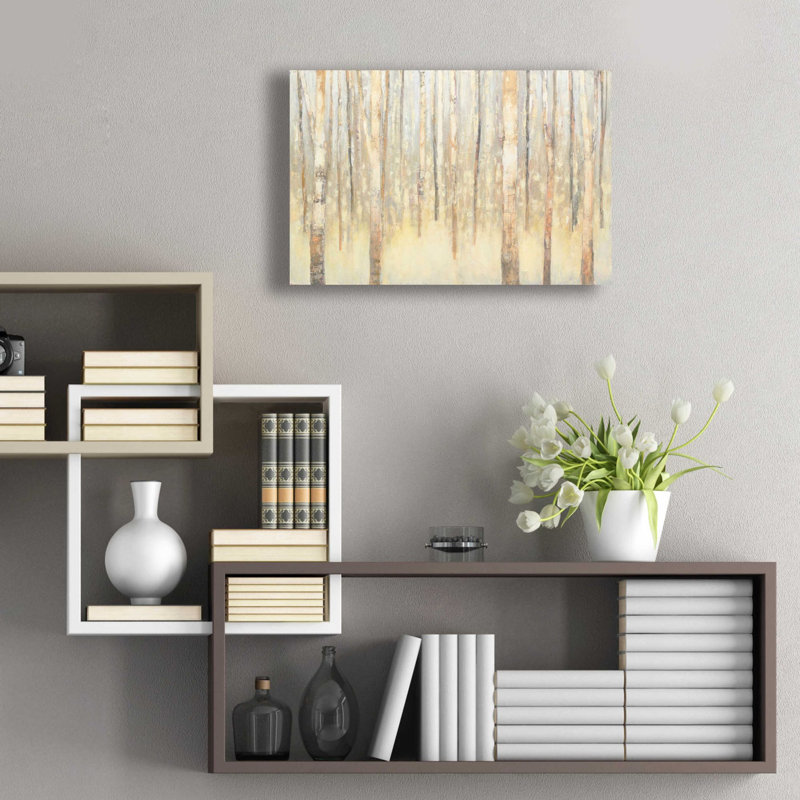 «Birches in Winter» par Julia Purinton, art mural en verre acrylique épique, 24 po x 16 po, H 16 po x l 24 po