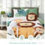Ensembles de literie Safari, édredon vert simple en microfibre avec coussin Lion