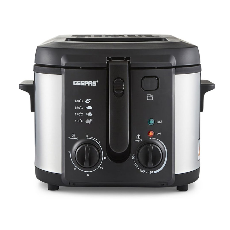 GEEPAS Deep Fat Fryer – Adjustable Thermostat, Viewing Window, Cool-Touch Handle, Non-Stick Inner Pot, Indicator Light and Compact to Family-Size Options