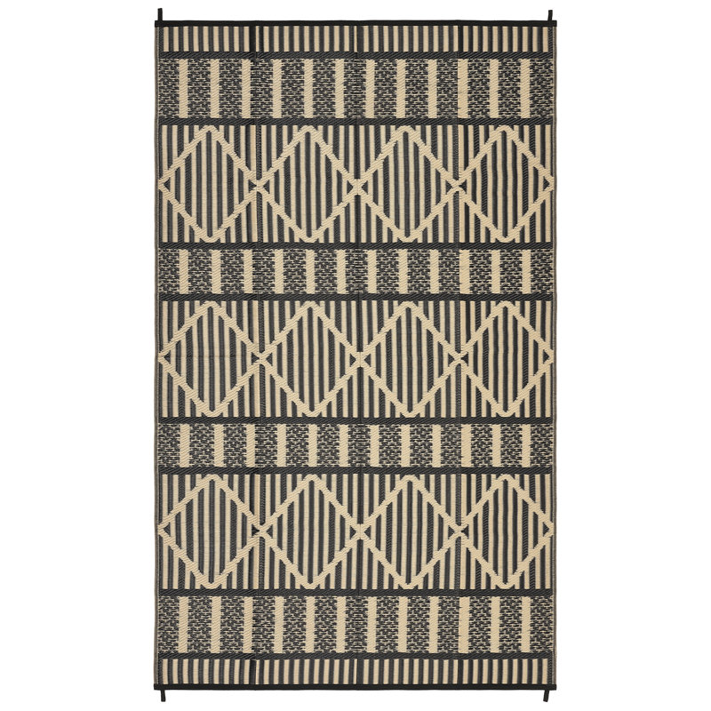 Outdoor Area Rug 8' x 10', Reversible Woven Polypropylene with Waterproof Finish, Geometric Pattern Patio Mat for Deck, Porch, Backyard or Beach