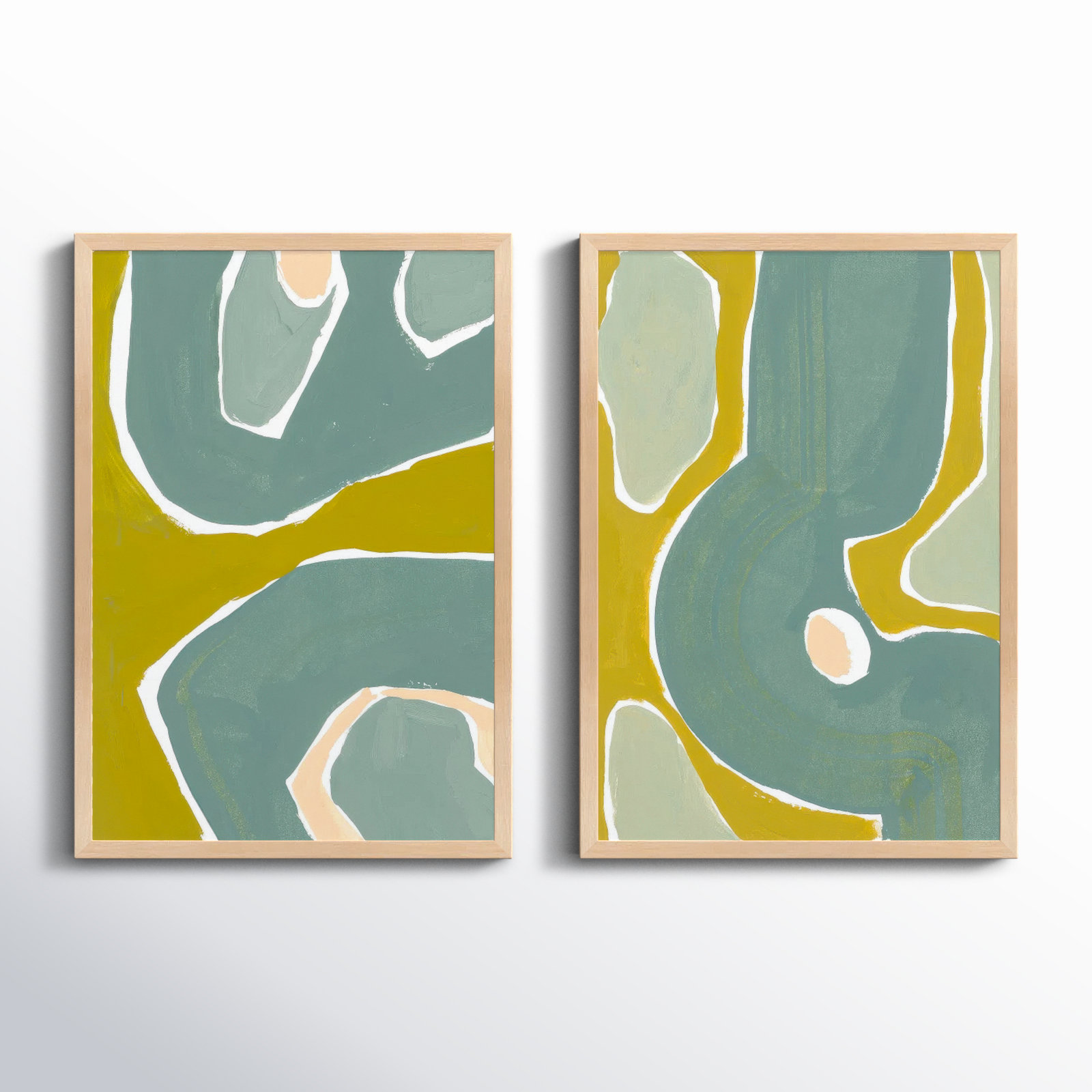 Gandia "Green on Green" 2-Piece Painting Set, 20" H x 14" W x 1.25" D, Light Brown