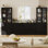  Armoire de cuisine modulaire de 110,3 po de largeur avec bibliothèques, portes et tiroirs à fermeture en douceur, grand système de rangement pour buffet, noir