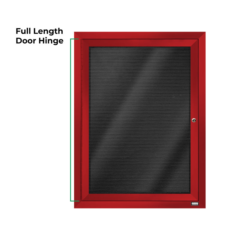 Tableau d'affichage mural fermé pour armoire d'annuaire, Rouge thermolaqué, Un, H 24 po x l 18 po