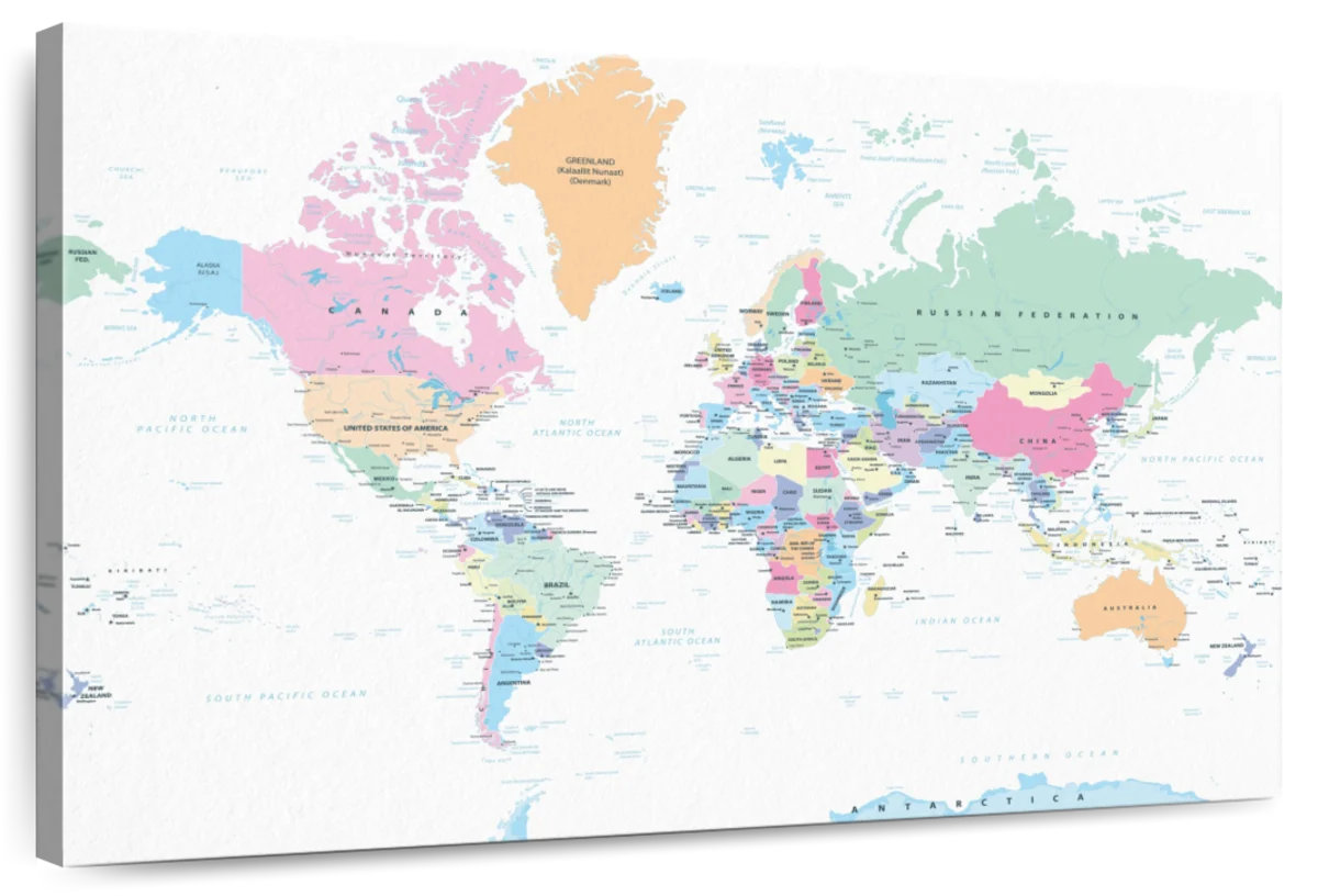 Elephant Stock Labelled Pastel World Map - Wayfair Canada