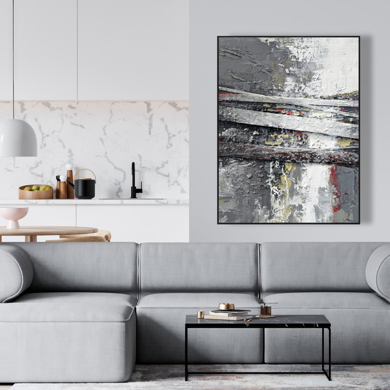 Industrial and Texturized Abstract Stripes | Framed Canvas Art
