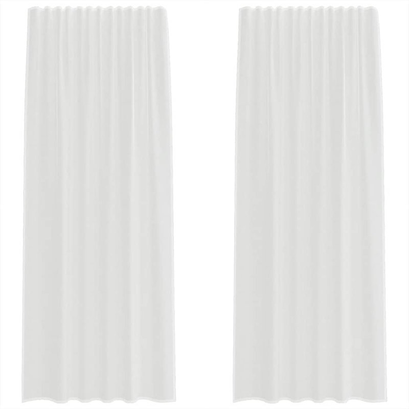 Voile Curtains With Tab Top 2 Pcs, White, 140cm Width x 225cm Drop