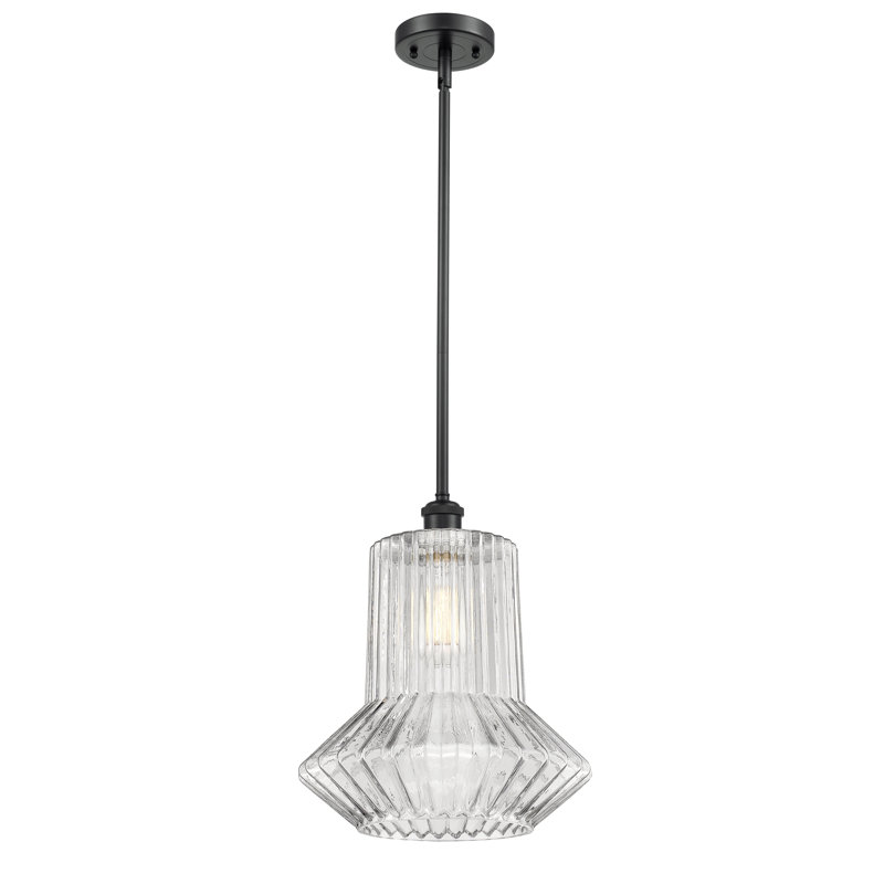 Luminaire suspendu géométrique à 1 lumière Perri, Noir mat, Ampoule non incluse