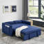 Canapé-lit convertible moderne de 55 po avec 2 poches pour accoudoirs amovibles, canapé-lit en velours avec lit escamotable, 2 coussins et dossier ajustables pour le salon, accoudoirs à motif quadrillé-1273060564