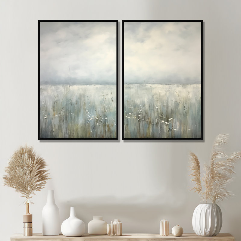 «Meadow Minimalisme Horizon I - paysages prairies, impressions sur toile, H 36 po x l 48 po, Noir