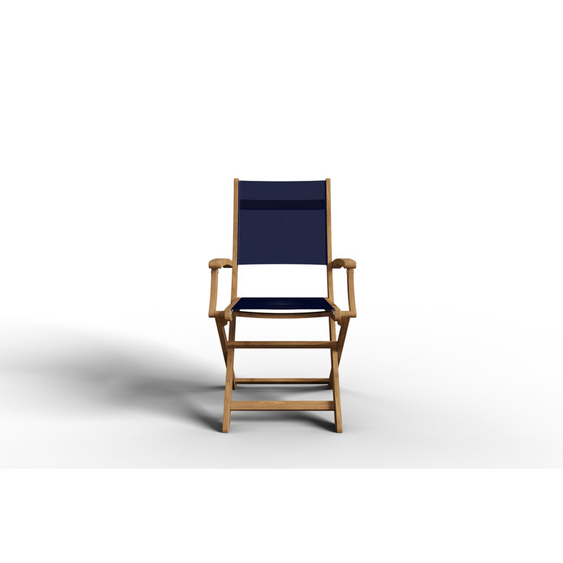 Chaise de salle à manger d'extérieur en bois Nawa, Bois naturel / bleu